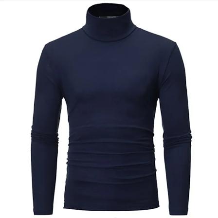 Langærmet T-shirt Termisk Underundertøj Topper Mænd Vintertøj Termisk Skjorte Efterår Mænds Vinterstrømper Høj Hals Tynd Slim Fit Style3 Navy M
