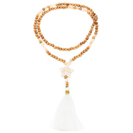 Naiset puinen helminauha tupsu riipus kaulakoru Vintage