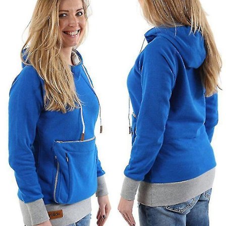 Hoodie med lommer til kæledyr til hunde og katte til unisex Hoodie Hu Pocket (FMY) BLÅ