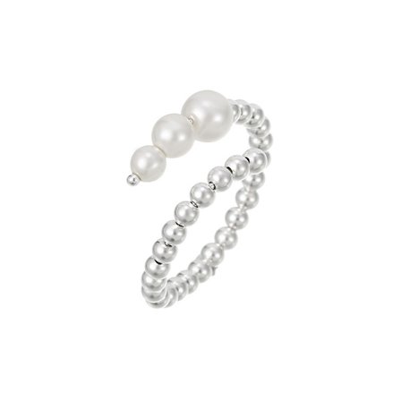 S925 silver rund pärla slät silver ring dammode pärla temperament justerbar öppen ring