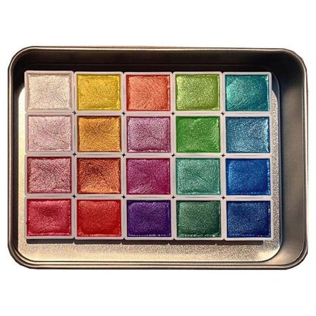 20 farver akvarelmalesæt, metallisk akvarelmaling sæt, glitter akvarel solid maling B