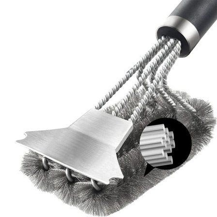 Trygg grill børste og skraper med deluxe håndtak 18 tommer grill rens børste rustfritt stål