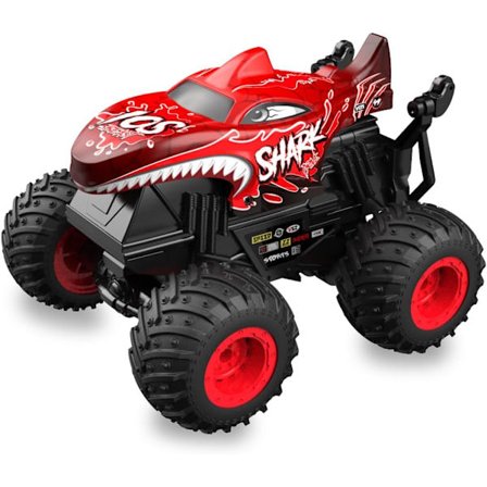 Fjernstyrt bil, 2,4 GHz fjernstyrt monstertruck, RC lastebiler 2 batteri 60 minutter+, RC stuntbiler leker med lyslyd, innendørs utendørs for barn 