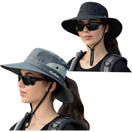 Solhat til kvinder og mænd 3u201d bred skygge UPF 50+ fiskeri strand spand hatte