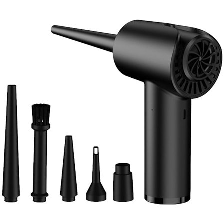 Ilmapuhallin kädessä pidettävä ladattava sähköinen ilmapuhallin näppäimistön puhdistustarvike (19,5X11,1X6,9CM, musta 1)