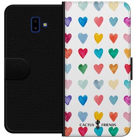 Kompatibelt Lommeboketui til Samsung Samsung Galaxy J6+ Cactus and Friends - Watercolor Love Grid