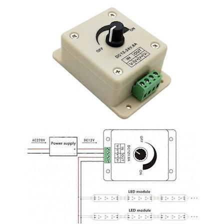 Spændingsregulator DC-DC Spændingsstabilisator 8A Strømforsyning Justerbar Hastighedsregulator DC 12V LED Lysdæmper 12 V [DB]