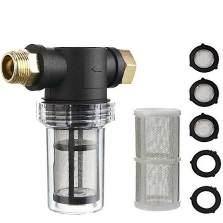 3/4" Sedimentfilter for hageslange for høytrykksspyler - Sedimentfilterendestykke for utendørs hagearbeid - Vanninntaksfilter - Trykkhagefilter