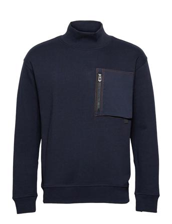 High Crewneck Sweat With Contrast Topstitched Chestpocket Blue Scotch & Soda