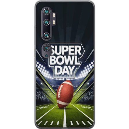 Kompatibel Mobilcover til Xiaomi Mi Note 10 Super Bowl Day plakat med amerikansk fodbold på oplyst arena i dramatisk sportsdesign