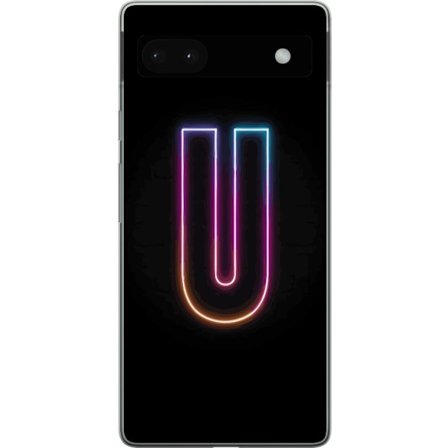 Kompatibel Mobilcover til Google Google Pixel 6a Minimalistisk neonbogstav U i farverig lyseffekt mod sort baggrund