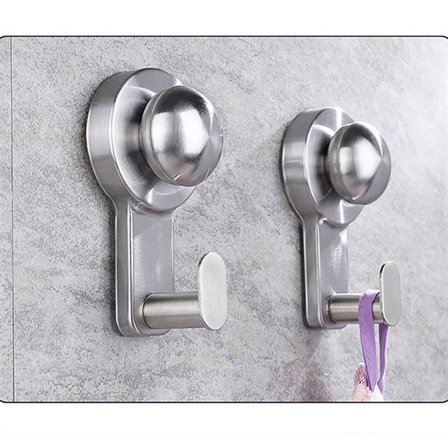 Krok med sugekopp 2-pakning - Sølv