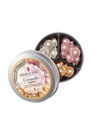 Elizabeth Arden Ceramide Trio Tin Box Set cont.: Advanced Capsules 7 pcs + Retinol and HPP Capsules 7pcs + Hyaluronic Acid and Peptides Capsules 7 pcs