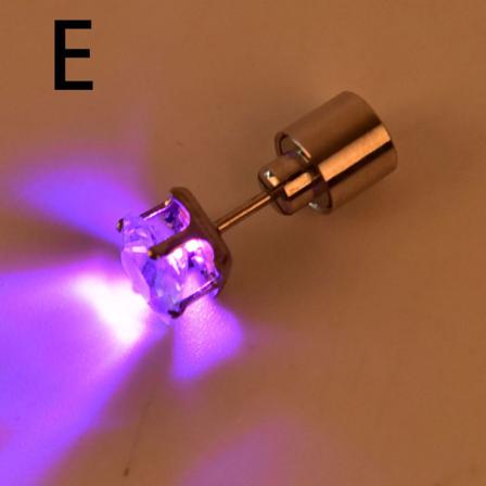 2Pc Party Charm LED Ørering Light Up Crown Glowing Crystal Ear Purple One Size
