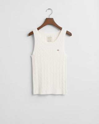 GANT - Kabelstrikket singlet med stretch til dame eggshell