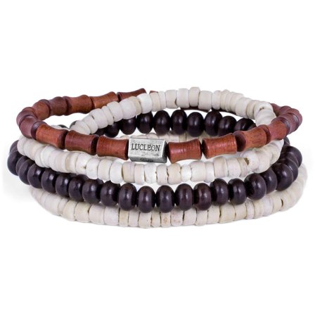Set de bracelets Miro en bambou & coco pour hommes - Bracelets de perles