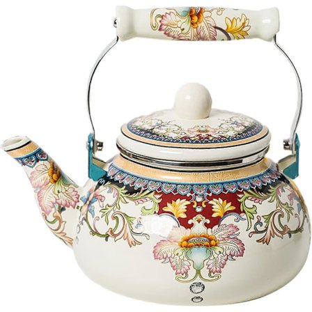 Vintage Vattenkokare Induktionshäll Gasspis 2.4l, Emaljerad Tekanna För Spishäll, Värmebeständigt Handtag-keramik, Blommönster