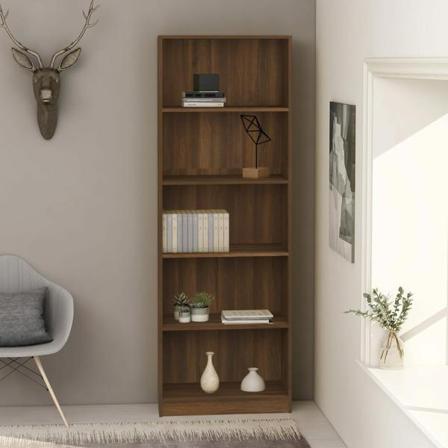 Vidaxl Bokhylla 5 Hyllor Brun Ek 60x24x175 Cm Konstruerat Trä Brun
