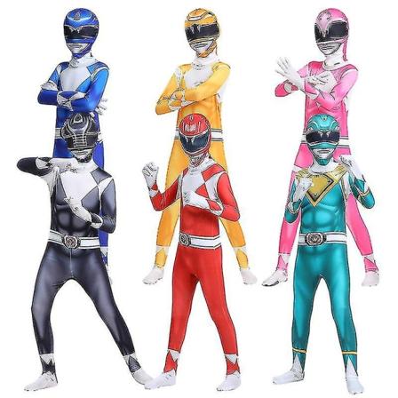 Aikuisten lasten Power Rangers Mighty Morphin Cosplay Jumpsuit Jumpsuit Fancy Suit W Pink 120