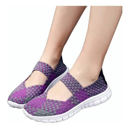 Vävda Tennisskor Sommar Dam Andas Elastisk Violet 23.5