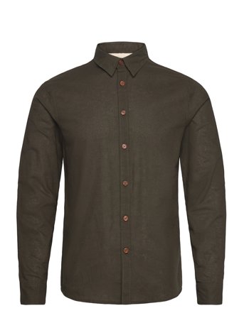 Anerkjendt Akleif L/S Cot/Linen Shirt - Khaki green - S