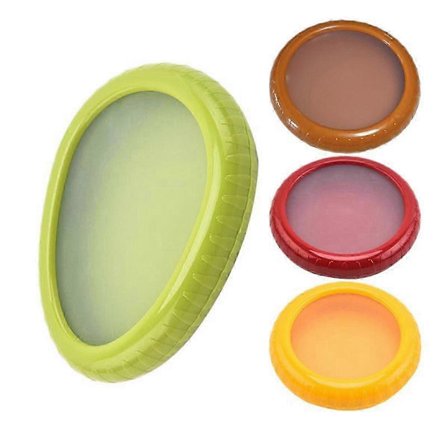 Förvaringslådor i silikon för 4 frukter, grönsaker, avokado och citron med förseglad kylskåpsförvaring