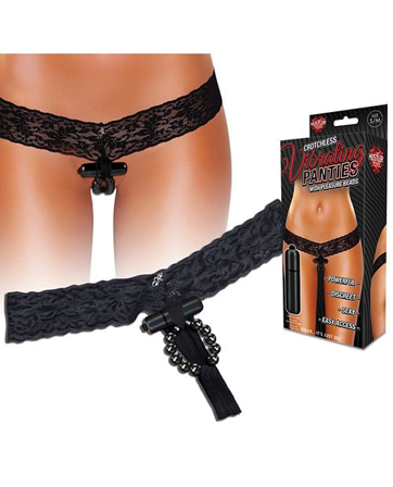 Hustler Vibrating Lace Thong - Vuxen: Lingerie & undertøy