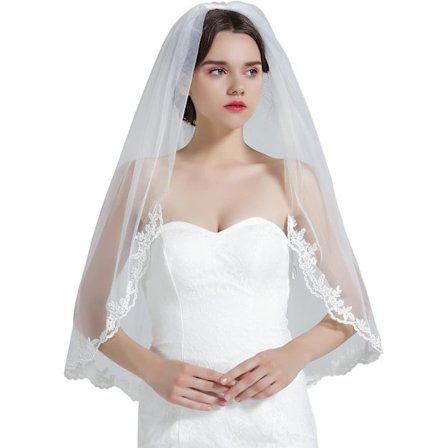 Ocean Bridal Brudslöja 1 Lager Enkel Elfenbensvit Med Metallkam