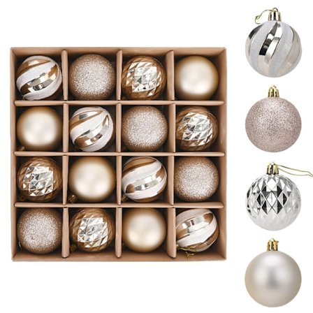 24 st elektropläterade ljusbollar för julgran, 6 cm