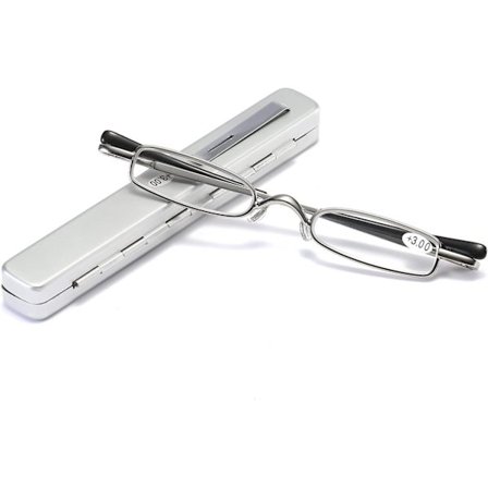 (hopea, +2.0) Mini Metal Reading Glasses, Pienet ja kannettavat jousi saranat lukulasit, Ohut alumiini