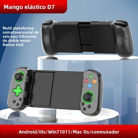 D7 Sort BSP D8 RGB Trådløs Bluetooth Tablet Controller til Nintendo Switch, Kompatibel med Android og iOS, Ergonomisk Styr, Udtrækkelig Jo