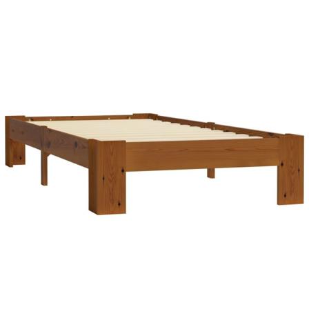 Vidaxl Sängram Ljusbrun Massiv Furu 100x200 Cm Brun