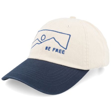 Wild Spirit - Beige unconstructed Keps - Mountains Be Free Washed Stone/Navy Dad Cap @ Hatstore