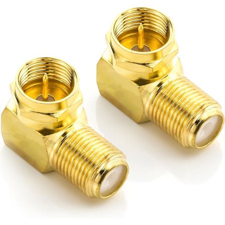 Pieces 90° Satelliittikulma-adapterit koaksiaalikaapelille - Kulmattu f-liitin - f-adapteri - f-pistoke - 7 mm - Satelliittiliitin - Kullattu