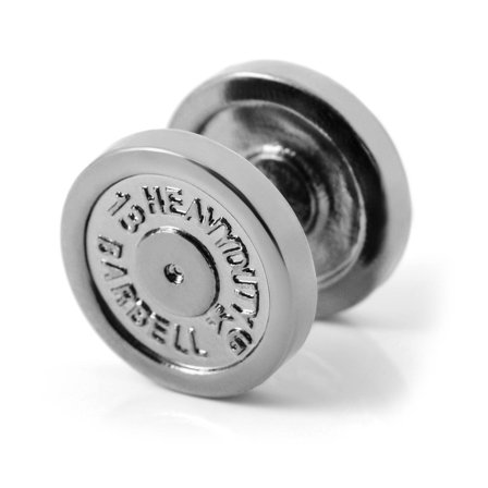 Satago | 12 mm Stainless Steel Dumbbell Faux Plug Stud Earring for Men - Fake plugs