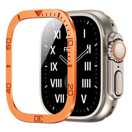Apple Watch Ultra 49mm / Ultra 2 49mm aluminiumsdeksel med herdet glassbeskyttelse - Oransje