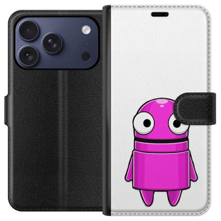 Kompatibelt Lommeboketui til Apple Apple iPhone 17 Pro Rosa tegneseriefigur med rund form og store øyne på mørk bakgrunn