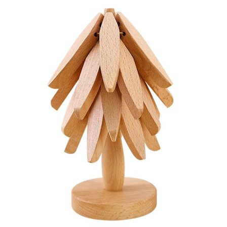 Trä Trivet Trädblad Tvättad Rivsäkert Dekorativt Underlägg för Matbord (LGL)