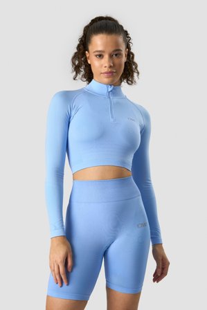 ICANIWILL - Define Cropped 1/4 zip Daisy Blue - Pitkähihaiset - Naiset - Treenivaatteet ICIW:ltä