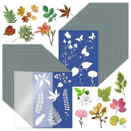 Cyanotyppapper, 32 ark högkänsligt Sunprint Nature Printing Paper, 8,2'' X 5,9'' A5 Sol/solar aktiverat (1 färg)