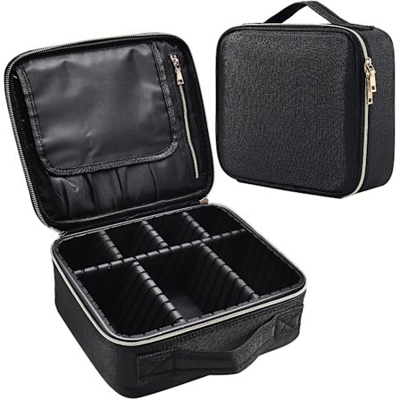 Cosmetic Bag Cosmetic Box Travel Beauty Box Cosmetic Train Box Beauty Tools Organizer Adjustable Compartment Oxford Cloth Black