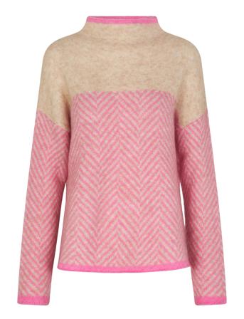 Herrin Knit Stripe T-Neck Pink Second Female