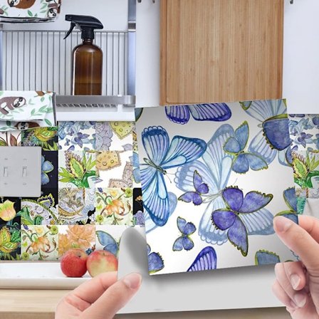 24 sett med gammeldagse veggplater ---- PVC Vanntette kjøkken, skap, møbler, bord (sommerfugl 15 x 15 cm)