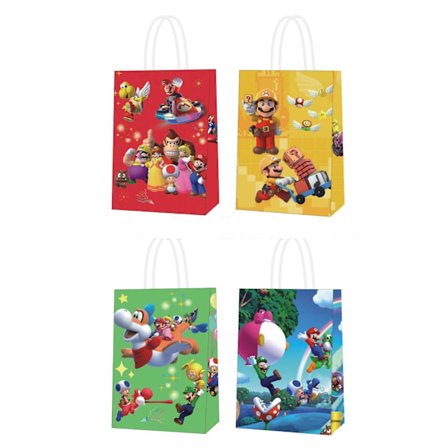 12 kpl Super Mario -teemaisia paperisia karkkipusseja