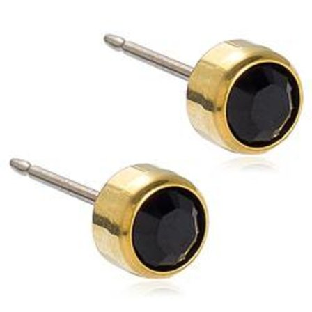 Blomdahl Örhängen GT Gold Titanium Bezel Black 3mm