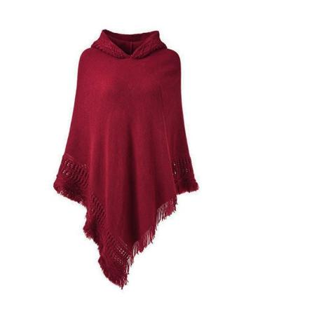 Naisten Neuleet Syksy Talvi Neule Hupullinen Pusero Löysä plus Koko Pusero Huivi Wine Red 90cm