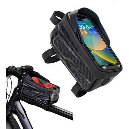 Vanntett sykkelveske med sensitiv berøringsskjerm sykkelrammeveske sykkelvesker sykkeltelefonholder vanntett oppbevaringsplass MTB/terrengsykkel/