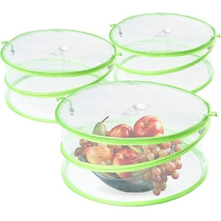 OBOSOE 3 stk. Pop-up Madparaply med Finmasket Net - Foldbart & Bundløst Insektsnet til Familie & Camping, grøn