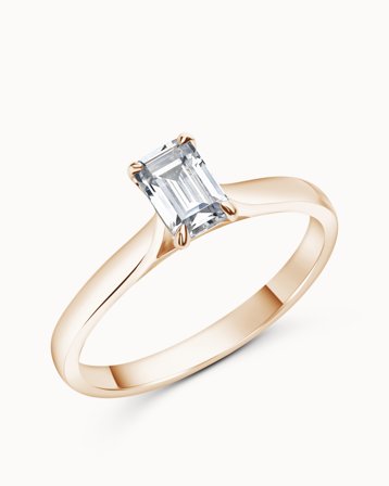 Solitärring Andréa 18K Roséguld 0.3 Carat Naturlig Diamant - Smaragdslipad diamant - Förlovningsringar & Vigselringar hos Vanbruun