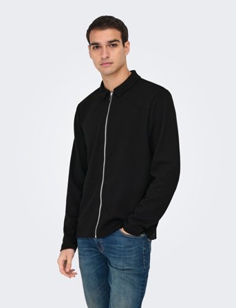 ONLY & SONS Onsnewkodyl Reg Zip Sweat Vd - Black - S